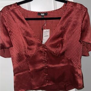 PAIGE Women's Burgundy Polka Dot Blouse